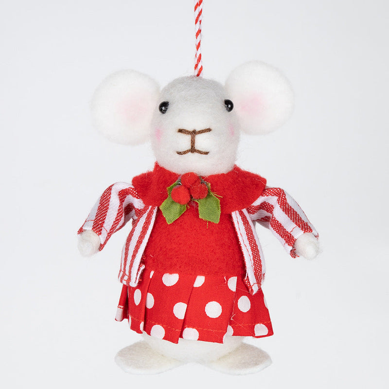 Bulk Christmas Felt Mice Ornaments 12 Pcs Hanging Decor for Tree Wreath Home Party Supplies