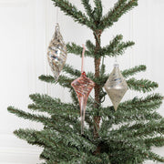Bulk Christmas Glass Ornaments 12 Pcs Sparkle Helical Drop Decorations for Christmas Tree