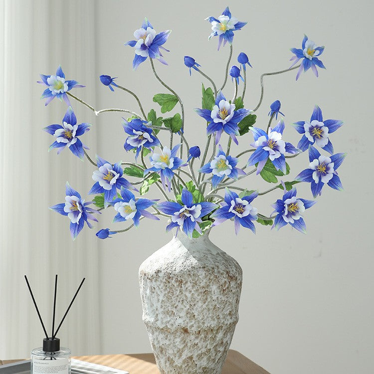 35" Artificial Clematis Bush, 9-Bloom Faux Silk Floral Arrangement for Weddings, Home Decor, and Events