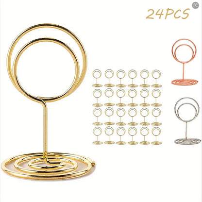Bulk 24Pcs Gold Table Number Holders Metal Wedding Centerpiece with Secure Clip for Reception Birthday Party Decor Wholesale