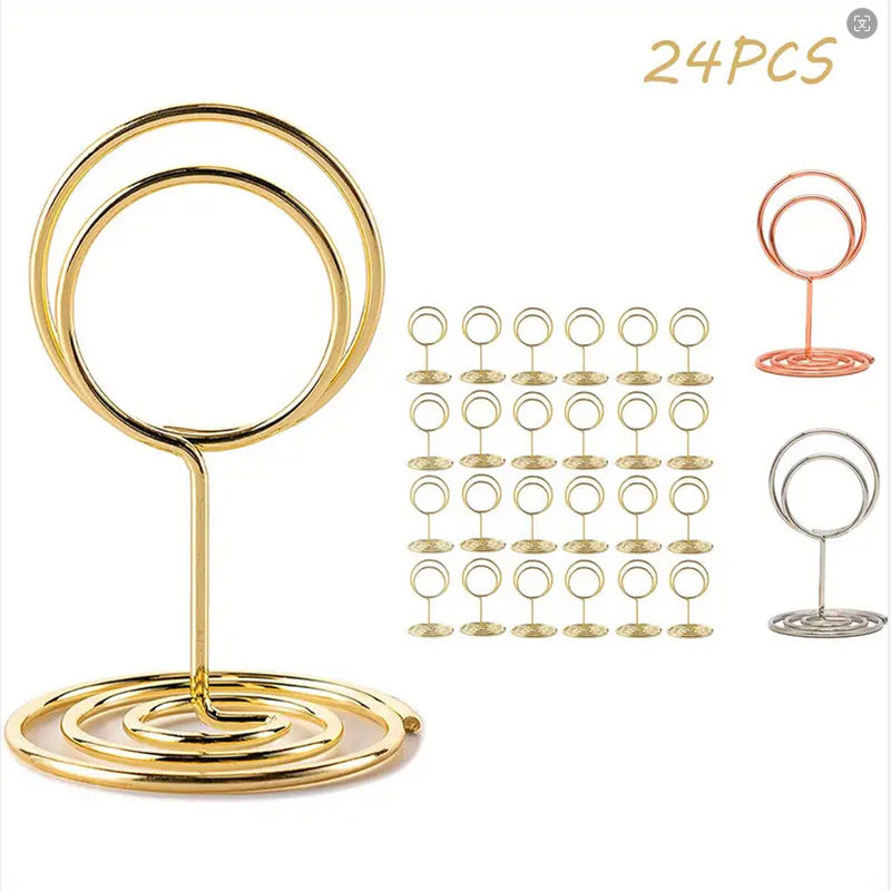 Bulk 24Pcs Gold Table Number Holders Metal Place Card Holders Wire Photo Holders Perfect for Wedding Centerpieces Reception Party Birthday Decor Wholesale