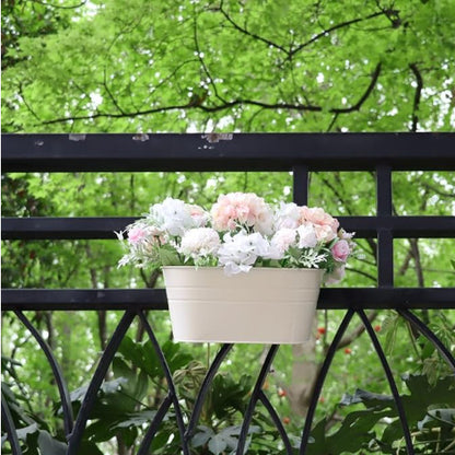 Premium Metal Wall Planters 4 Pack Large Hanging Flower Pots with Adjustable Hooks for Balcony Garden Patio Indoor Outdoor Decor