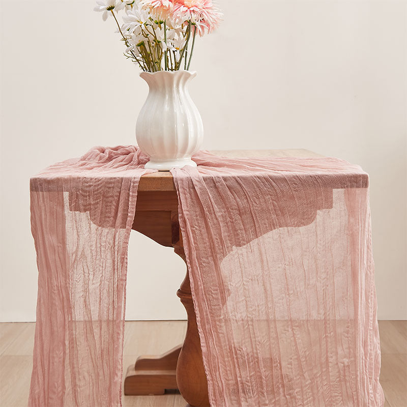 Bulk Cheesecloth Table Runner 2025 Boho 35" Breathable Organic Cotton Table Decor for Summer Wedding Bridal Shower Boho Party Wholesale