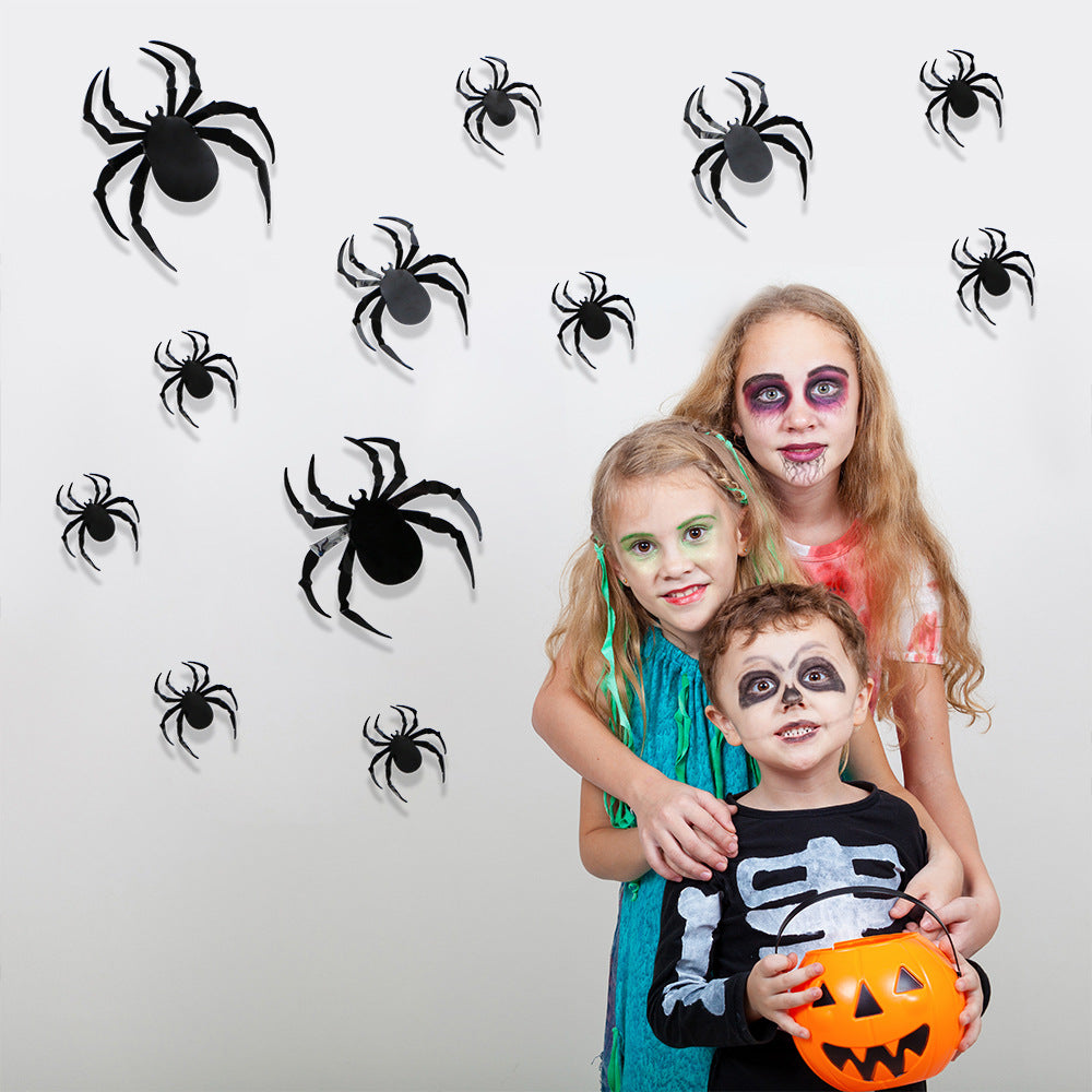 12PCS 3D Spider Wall Stickers | Halloween Party Decor Haunted House Restaurant & Hotel Setup