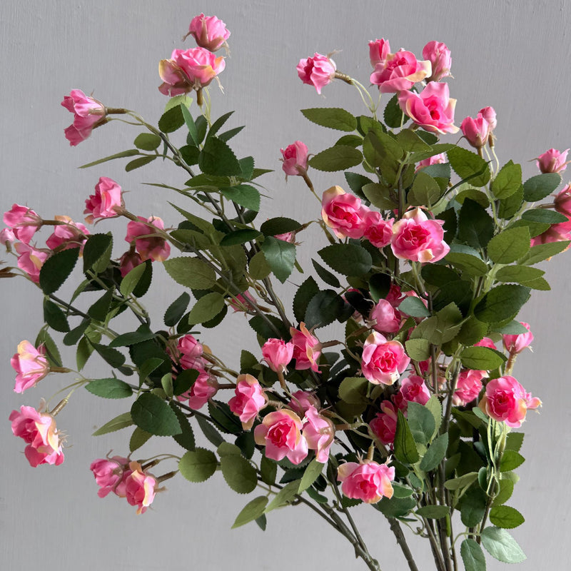 Artificial Mini Rose Bush with 18 Blooms, 25" Silk-Like Faux Flowers for Home Decor, Weddings & Events