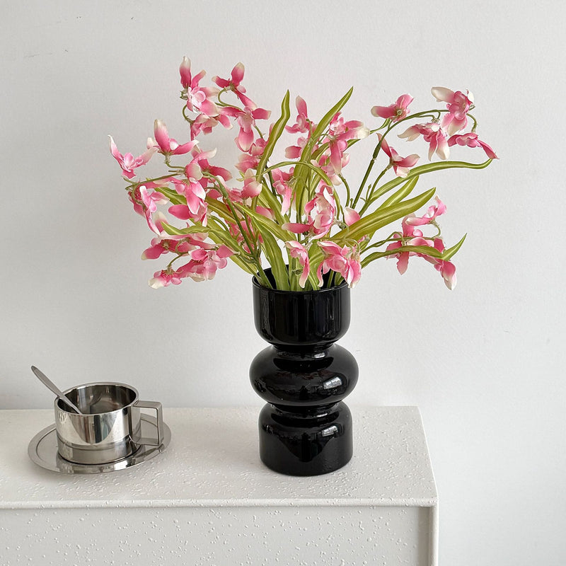 Artificial Orchid Bush, Small Cymbidium, 20" Tall, Silk-Like Fabric, Modern Style, for Wedding, Home, Office Decor