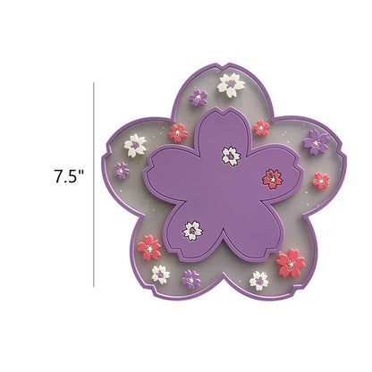 Bulk 3 Pcs PVC Sakura Coasters Cute Non-Slip Washable Silicone Placemat for Party Dining Decor Wholesale