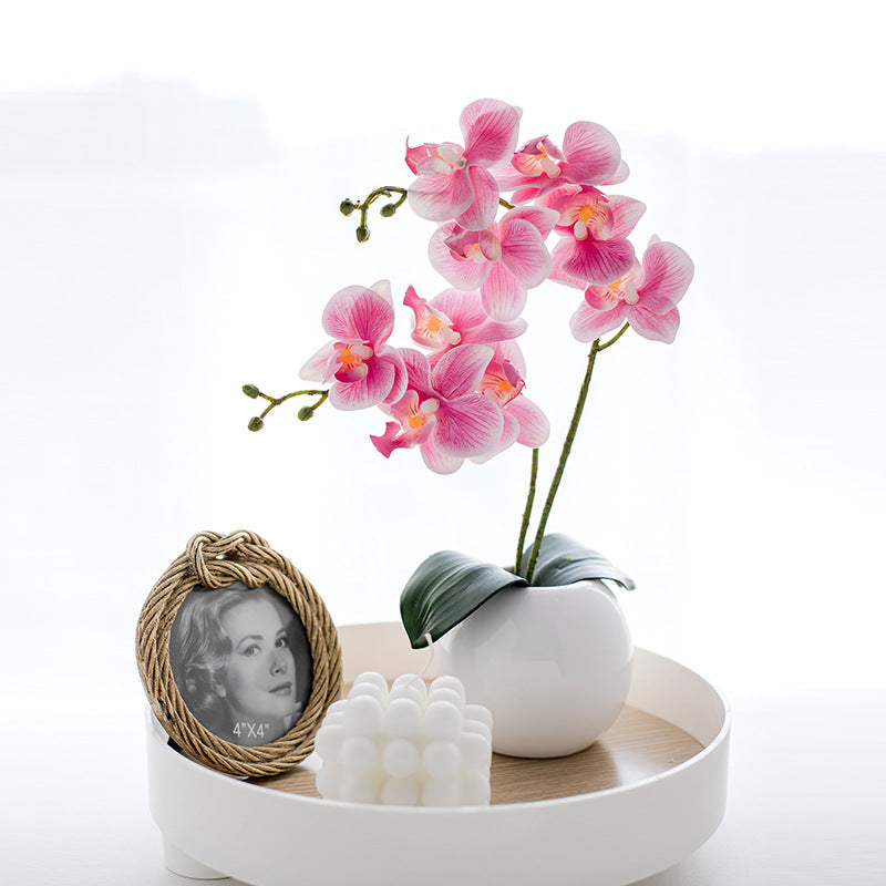 13 Inch Artificial Orchid Flowers 6 Pcs Real Touch Silk Potted Plants