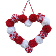 Valentine's Day Pom Pom Heart Wreath - Plush Indoor Decor for Home Proposal & Kids’ Room