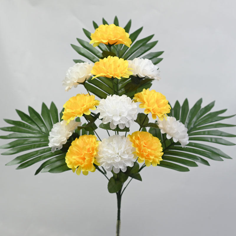 12-Bloom Artificial Chrysanthemum Bush, UV-Resistant for Outdoor Use, 20" Tall