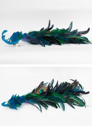 Artificial Long Tail Blue Peacock Ornaments 12 Inch 6 Pcs Christmas Hanging Decorations