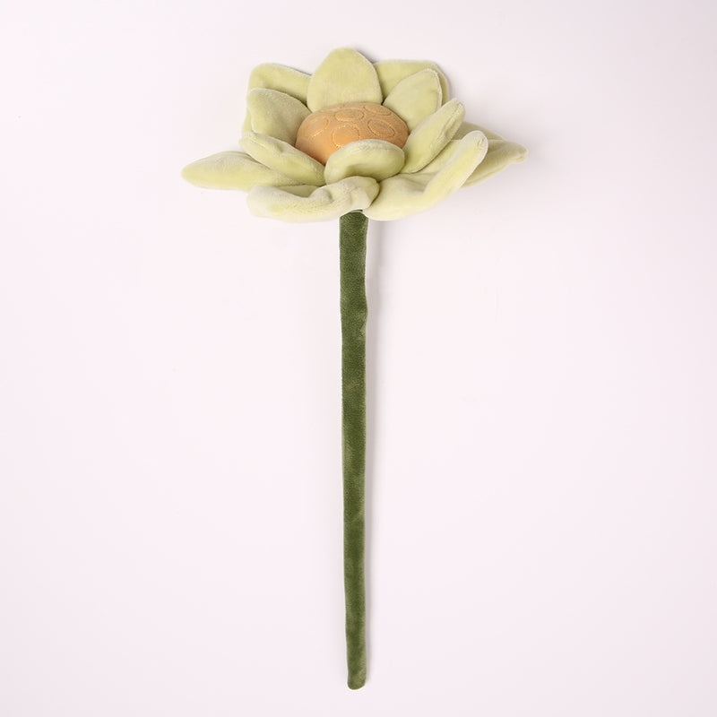 Faux Plush Lotus Flower, Single Stem with Bendable Wire, 17" Tall, Home Decor & Wedding Arrangements