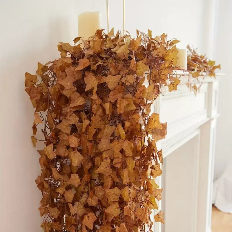 Artificial Maple Leaf Garland Vine, 12-Pack Fall Hanging Vines with 72 Leaves, Faux Silk Fabric, Indoor Outdoor Autumn Decor
