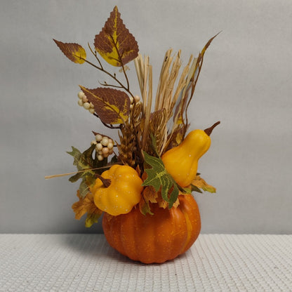 Halloween Thanksgiving Fall Harvest Maple Leaf & Berry String Pumpkin Pot - Home Decor Accent