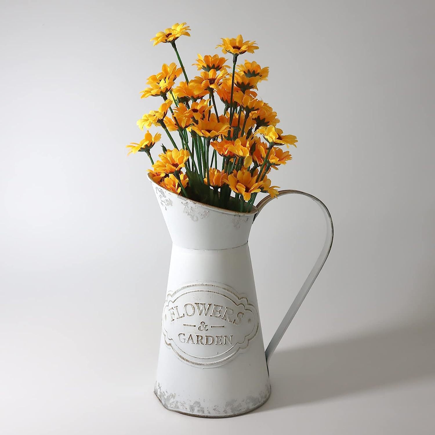 Bulk Metal Flower Vase White Shabby Chic Vintage Farmhouse Jug Vase for Home Kitchen Living Room Wholesale