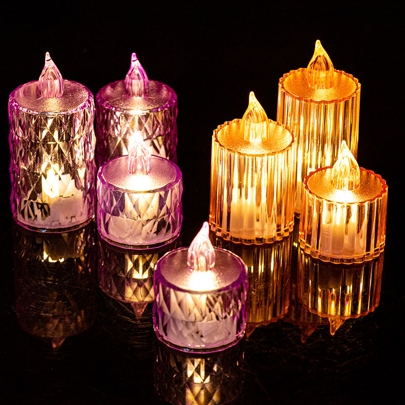 Bulk 4 Pcs LED Flameless Candles flameless Diamond-Shape Candle for Valentine's Day Propose Anniversary Wedding Decor Wholesale