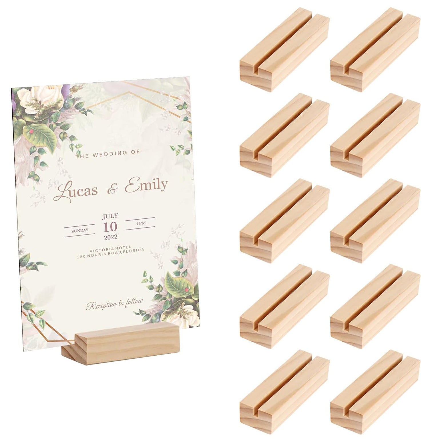 Bulk 10 PCS Wood Card Holders Wood Sign Holders Table Number Holder Stands Picture Holder Name Card Holder for Wedding Retail Shop Parties Anniversaries Business Card Holders for Decoration Events Wholesale