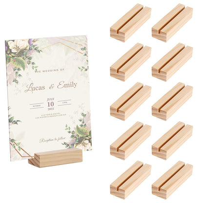 Bulk 10PCS Wood Card Holders 2025 Natural Wood Table Number Stands Non Slip Base for Wedding Reception Anniversary Party Decor Wholesale