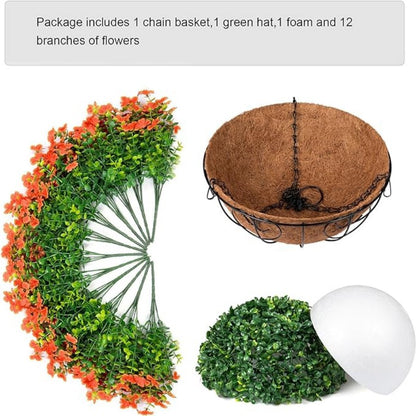 Premium Artificial Hanging Flower Basket UV-Resistant Silk Daisy Eucalyptus Outdoor Porch Patio Balcony Yard All-Weather 3D Pistil