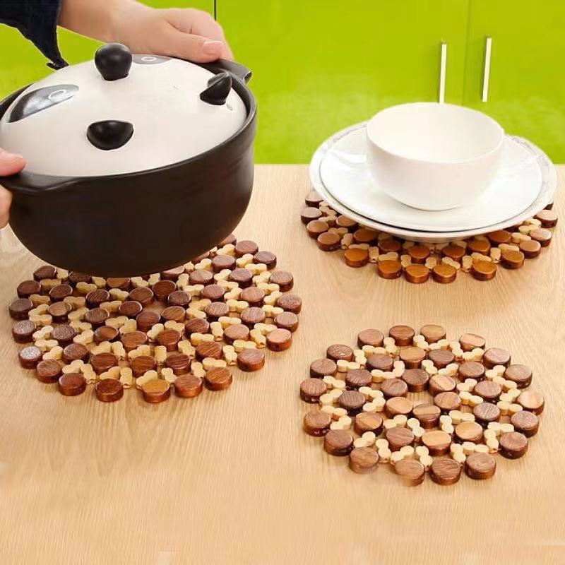 Bulk 6 Pcs Bamboo hollow-out Round Placemats Heat Insulation Coaster Wholesale