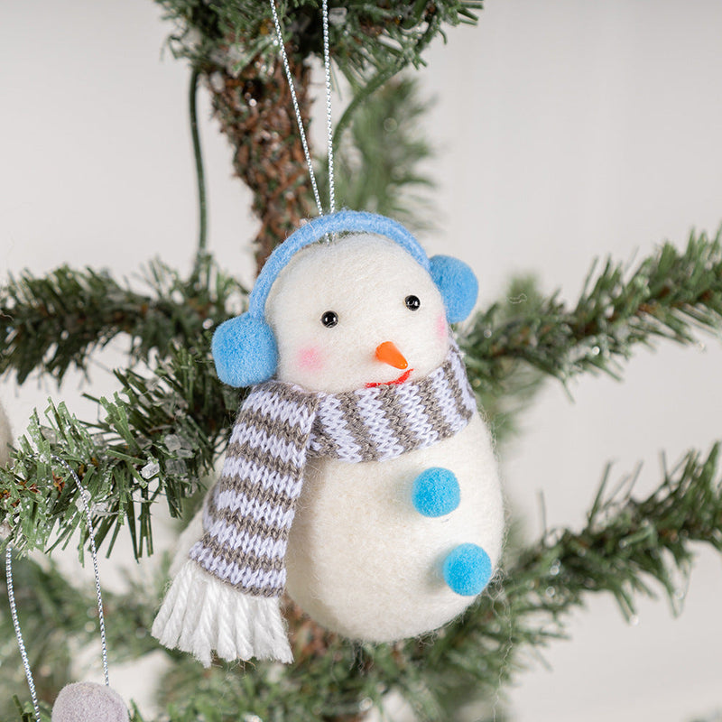 10 Pcs Christmas Snowman Doll Ornaments with Scarf and Hat, Holiday Tree Charms Decorations