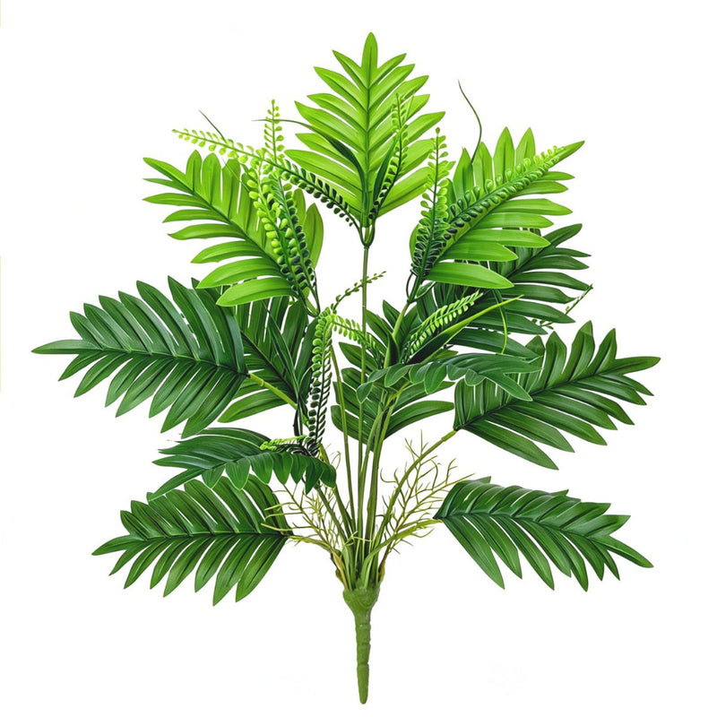 Artificial Palm Leaf Bush, 21" Tropical Areca Palm and Traveler's Palm Faux Plant for Home, Office, Wedding Decor