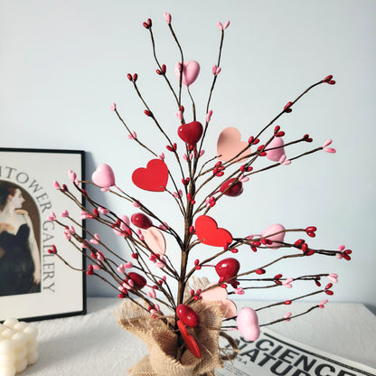Valentine's Day Heart & Red Berry Small Tree Decor - 17.7" Home/Living Room/Wedding Accent