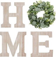 Wooden HOME Letters with Eucalyptus Wreath Farmhouse Christmas Wall Decor for Home