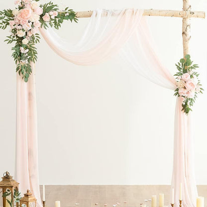 Wedding Arch Floral Set with Sheer Curtains - UV-Resistant Silk Touch Roses