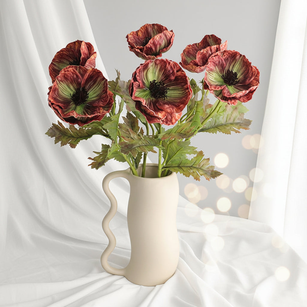 26" Real-Touch Artificial Poppy Flower – Faux Floral for Wedding & Home Decor