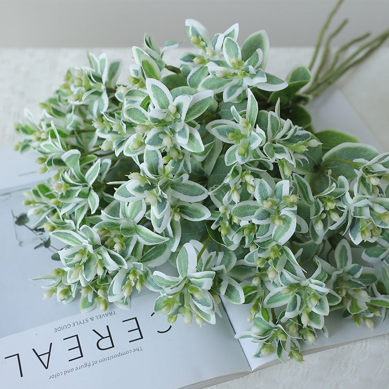 Single Stem Artificial Mint Leaf with White Edges, 18.5 Inches, for Weddings & Outdoor Decor