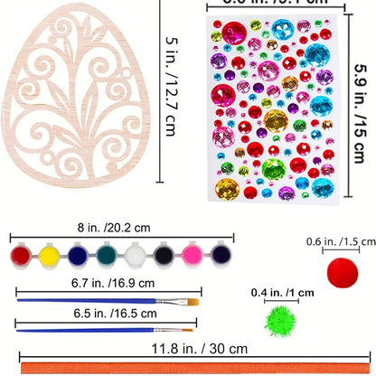 2-Pack DIY Easter Egg Kids Craft Kit - Wooden Painting Set with All-In-One Decor Supplies