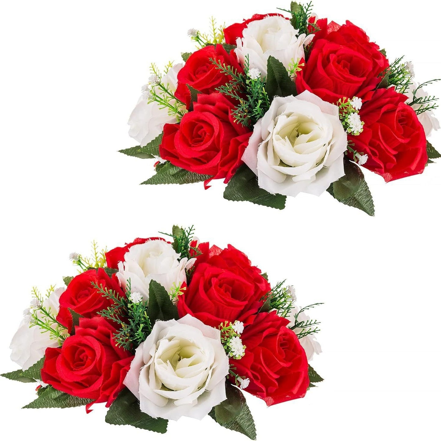 Premium 6-Pack Silk Rose Centerpieces - High-Quality Artificial Crimson Floral Arrangements for Wedding Party Table Decor