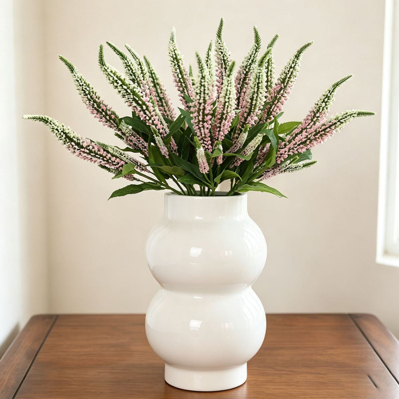Artificial Sage Bouquet, Foam Faux Salvia Stems, 19" Tall, for Wedding, Home Decor & Window Display