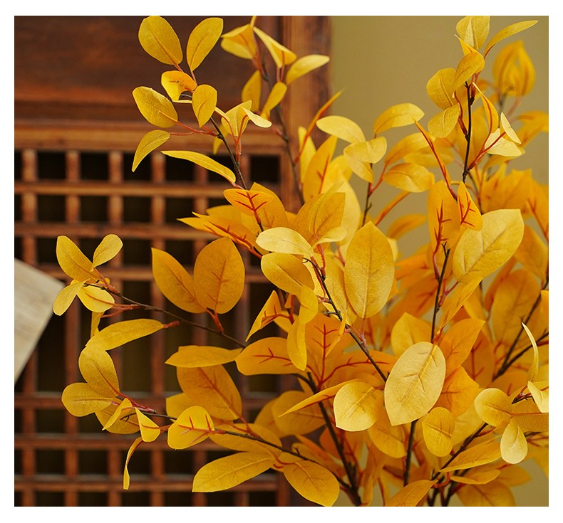 35" Artificial Autumn Eucalyptus Stems with Fall Leaves, 10 Pcs Silk Fall Decorations for Home and Office Floral Arrangements