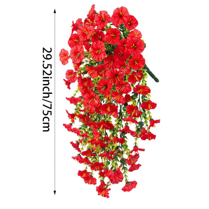 Premium 2 Pcs Morning Glory Vines Silk Flowers UV Resistant Waterproof Wedding Arch Backdrops Hanging Baskets Indoor Outdoor