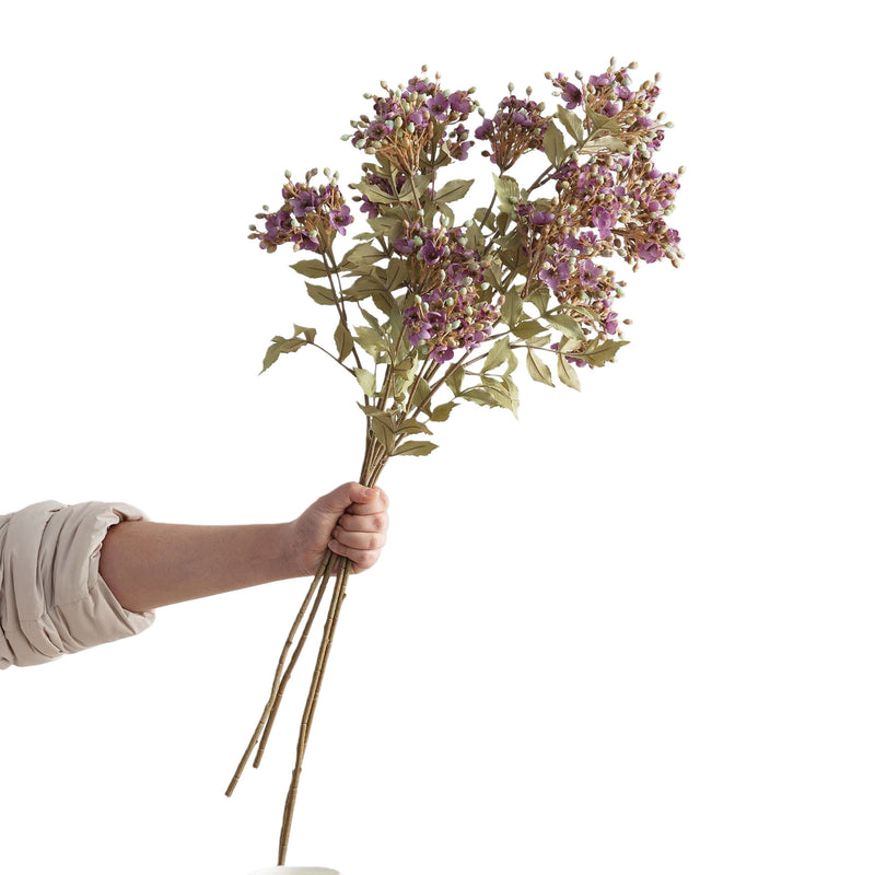 Artificial Viburnum Flower Stem, Faux Silk Filler with 3 Flower Heads, Rustic Home, Wedding & Window Display Decor