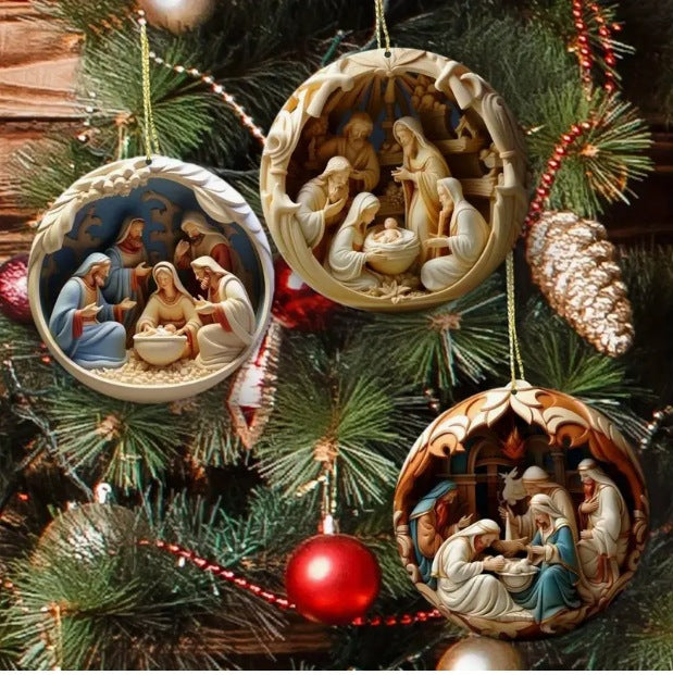 12PCS Acrylic Christmas Tree & Car Ornaments - 2D Flat Hanging Decor