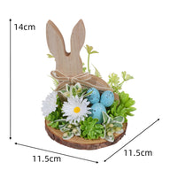 Easter Wooden Decor 3-Pack - Bunny & Egg Farmhouse Table Accents (5.91"×4.72"×4.72")