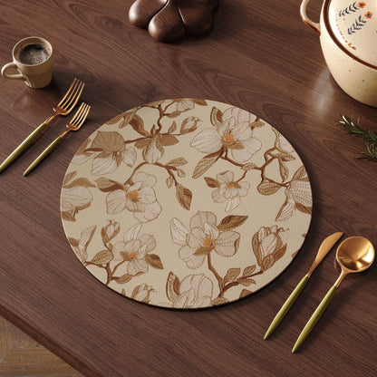 Heat-Resistant Round Placemats (13"x13") - Waterproof Oil-Proof Thickened Chinese Style Table Mats for Dining & Hotel