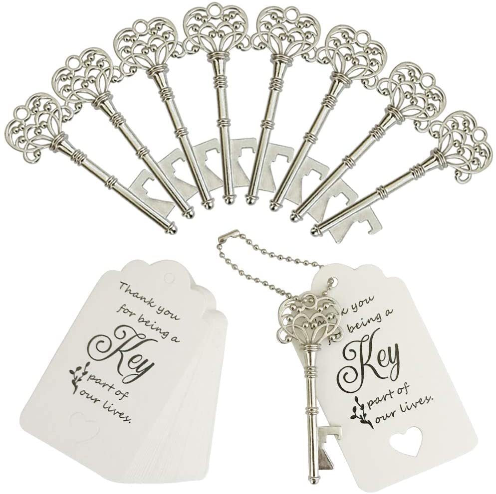 Bulk 50 Pack Vintage Skeleton Key Bottle Openers Wedding Favors Set with Keychains Durable Metal Bottle Opener Bulk for Bridal Showers Rehearsal Dinners & Anniversary Parties Wholesale