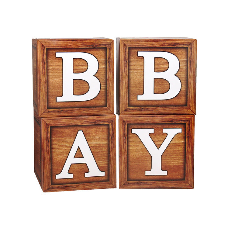 Bulk Wood Grain Baby Balloon Boxes Set with Printed BABY ONE Letters Decorations for Baby Shower Party Centerpieces Wholesale