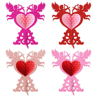Valentine's Day Cupid Honeycomb Decorations (4pcs) - 8.5” Romantic Table Centerpieces for Weddings & Parties