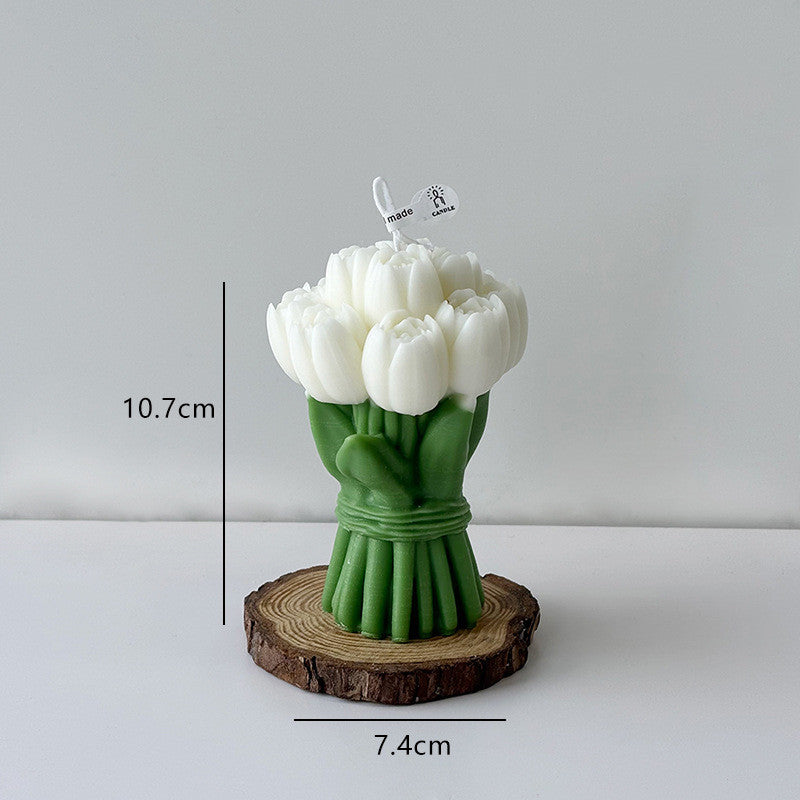 Tulip Bouquet Scented Candle - Valentine's Day Gift & Home Decor | 4.2x2.9 Inches