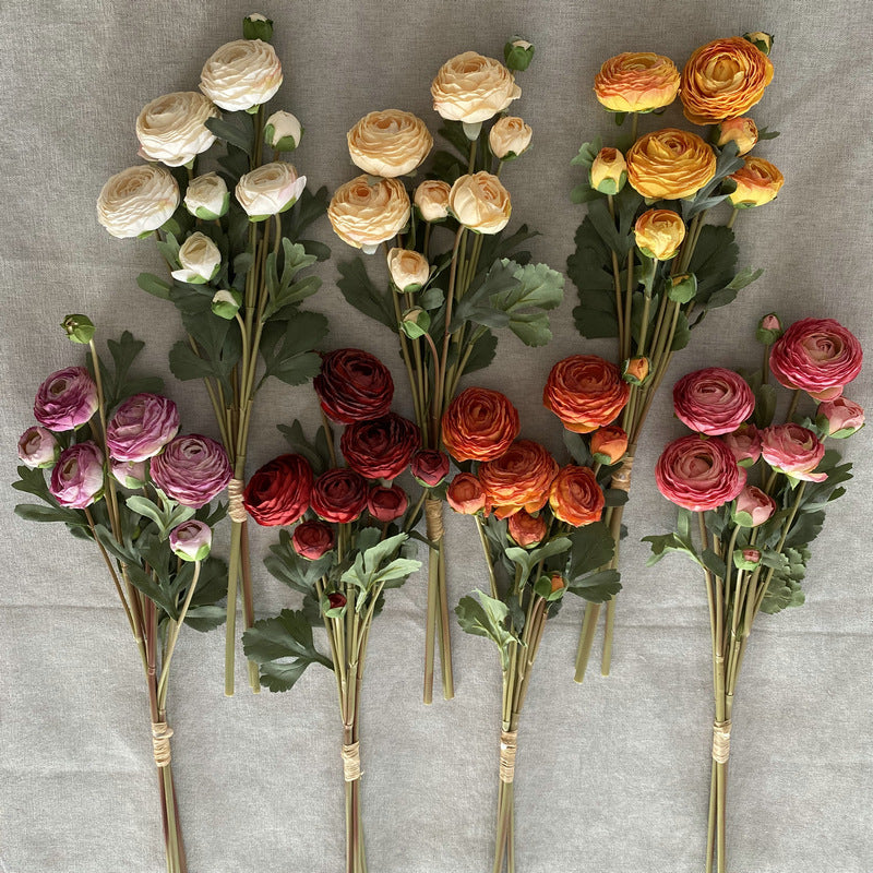 Hand-Tied Bouquet of 9 Multi-Layered Lotus Flowers, Faux Silk Floral Arrangement for Weddings, Home Decor, and Events