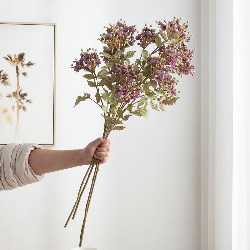 Artificial Viburnum Flower Stem, Faux Silk Filler with 3 Flower Heads, Rustic Home, Wedding & Window Display Decor