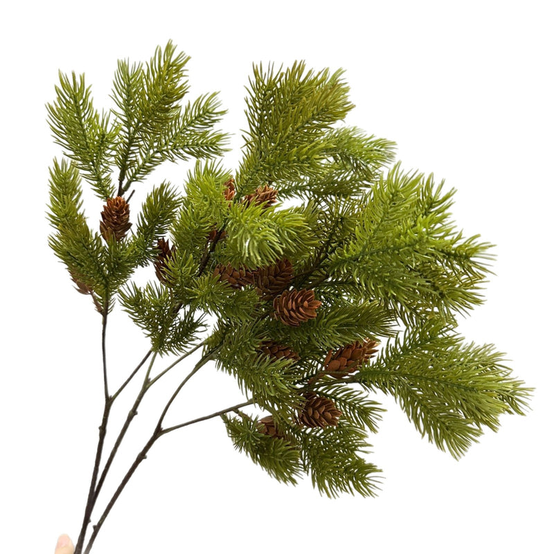 Artificial Pine Bush with Berries, Faux Pine Needle Branch, Plastic PE/PVC, Indoor Outdoor Decor for Home, Wedding & Window Display