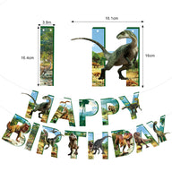 Dinosaur Birthday Party Decorations Set - Banner Cake Toppers Hanging Spirals for Kids’ Prehistoric Celebration
