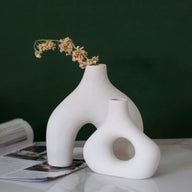 Bulk Nordic Donut Vase Handmade Ceramic Hollow Vases for Olive Branches & Table Centerpieces Minimalist Modern Home Decor for Wedding Shelf Office Console Entryway Sculptural Neutral Décor Wholesale
