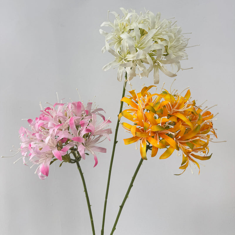 26" Lycoris Radiata Artificial Flower Bush, Retro Faux Silk Decor for Weddings, Events, and Home Styling